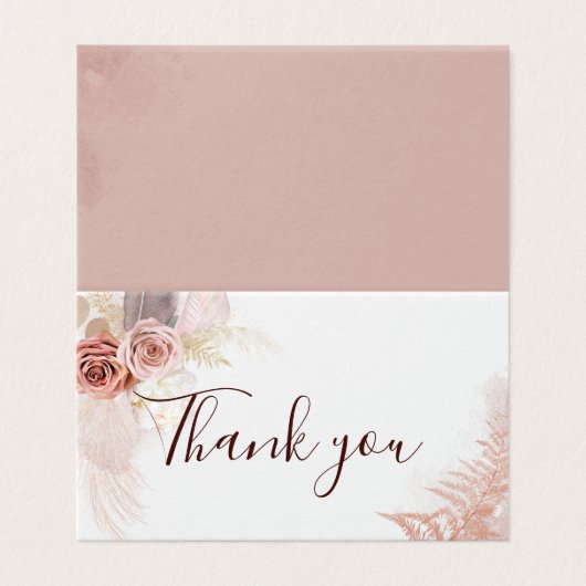 Roze Bloemen 80e Verjaardagsfeestje Dank je kaart (Buitenkant ongevouwen)