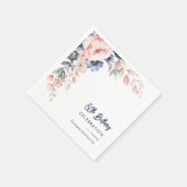 Roze Bloemen 80e Verjaardagsfeestje Script Paper Servet (Hoek)