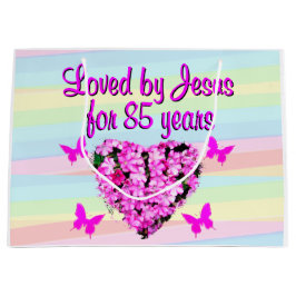  ROZE BLOEMEN 85E VERJAARDAG CADEAUZAKKEN GROOT CADEAUZAKJE