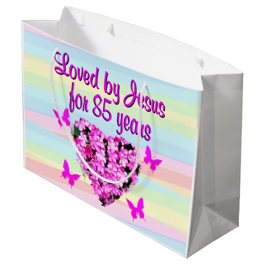  ROZE BLOEMEN 85E VERJAARDAG CADEAUZAKKEN GROOT CADEAUZAKJE (Achterkant Gekanteld)