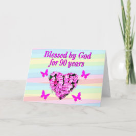 ROZE BLOEMEN 90E VERJAARDAG KAART