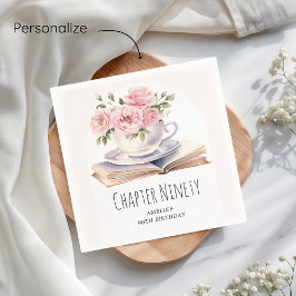 Roze Bloemen 90ste Boek Thema Verjaardag Servet