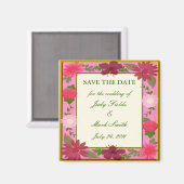Roze bloemen Aangepast sparen de Datum Magnet (Voorkant / Achterkant)