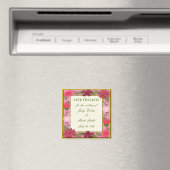Roze bloemen Aangepast sparen de Datum Magnet (Insitu (Vaatwasser))