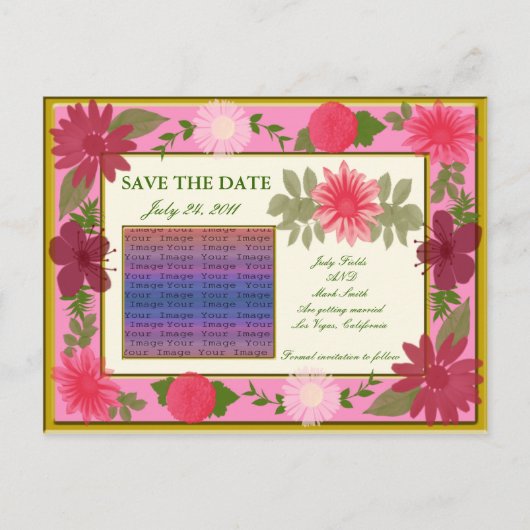 Roze bloemen Aangepast sparen het Briefkaart van d (Voorkant)