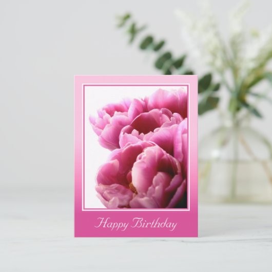 Roze bloemen Aangepaste Birthday Kaart (Staand voorkant)