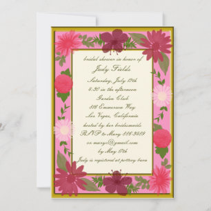 Roze bloemen Aangepaste Bridal Shower Invitaties Kaart