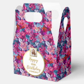  roze bloemen, aangepaste foto, Happy Birthday Bedankdoosjes (Geopend)