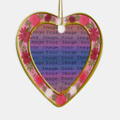 Roze Bloemen Aangepaste Hartvormige Sierdecoratie Keramisch Ornament (Rechts)