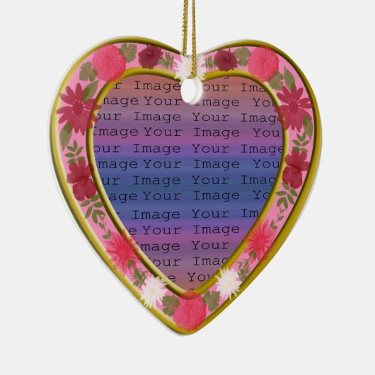 Roze Bloemen Aangepaste Hartvormige Sierdecoratie Keramisch Ornament (Rechts)