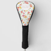 Roze bloemen Aangepaste Initialen Golfheadcover (Voorkant)