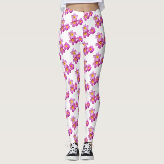 Roze bloemen Aangepaste Leggings foto's (Voorkant)