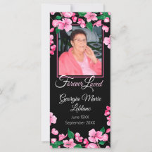 Roze bloemen Aangepaste Memorial Keepomwille Kaart