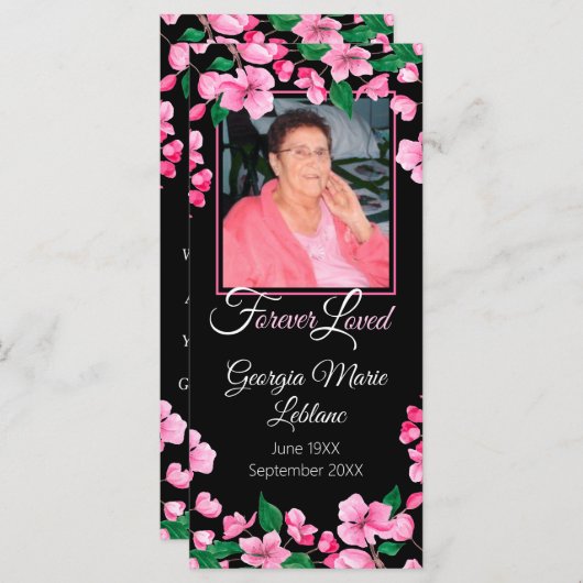 Roze bloemen Aangepaste Memorial Keepomwille Kaart (Voorkant / Achterkant)