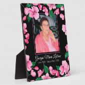 Roze bloemen Aangepaste Memorial Keepslag Fotoplaat (Zijkant)