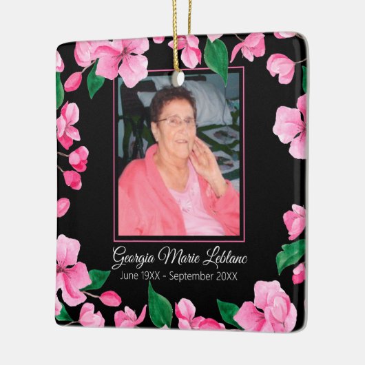Roze bloemen Aangepaste Memorial Keepslag Keramisch Ornament (Links)