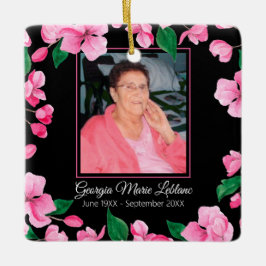 Roze bloemen Aangepaste Memorial Keepslag Keramisch Ornament