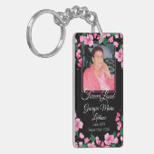 Roze bloemen Aangepaste Memorial Keepslag Sleutelhanger (Voorkant Links)