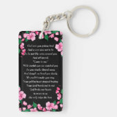 Roze bloemen Aangepaste Memorial Keepslag Sleutelhanger (achterkant)