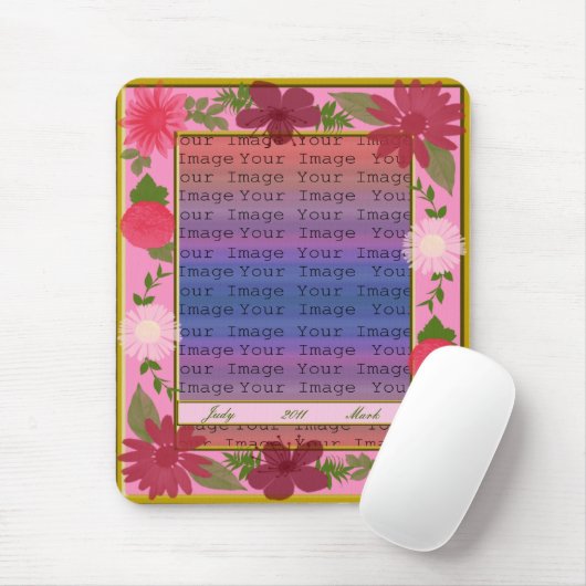 Roze bloemen Aangepaste Muismat (Met muis)