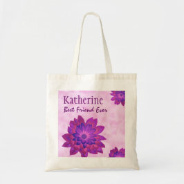Roze bloemen Aangepaste naam Beste Vriend van de G Tote Bag