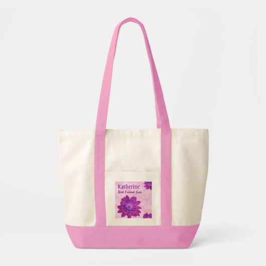 Roze bloemen Aangepaste naam Beste Vriend van de G Tote Bag (Voorkant)