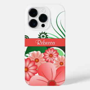 roze bloemen Aangepaste naam Hibiscus Floral Case-Mate iPhone Case