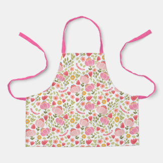 Roze Bloemen Aangepaste Naam Meisjes Schort