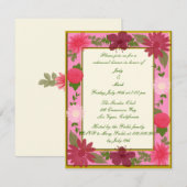 Roze Bloemen Aangepaste repetitie diner uitnodigin Kaart (Voorkant / Achterkant)