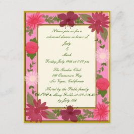 Roze Bloemen Aangepaste repetitie diner uitnodigin Kaart