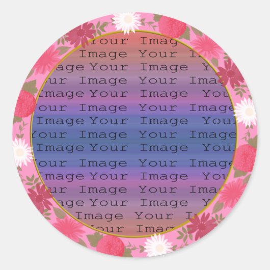 Roze bloemen aangepaste ronde stickers (Voorkant)