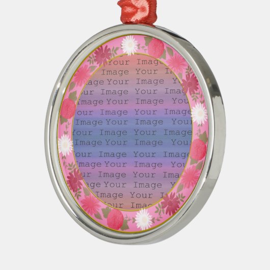 Roze bloemen Aangepaste Silver Ornament (Links)