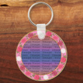 Roze bloemen Aangepaste Sleutelhanger voor rond br (Voorkant)