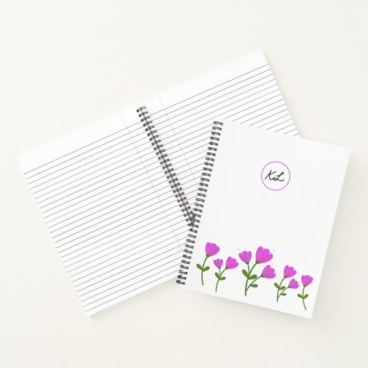 Roze bloemen - Aangepaste spirale laptop Notitieboek (Binnen)