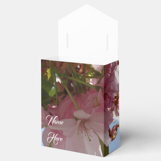 Roze bloemen Aangepaste tekst Bedankdoosjes (Geopend)