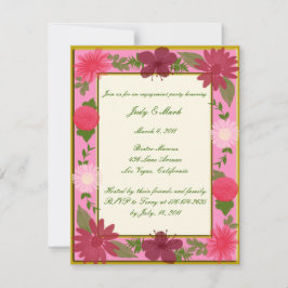 Roze bloemen Aangepaste uitnodiging van de Partij