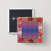 Roze bloemen Aangepaste vierkante Button (Voorkant /achterkant)