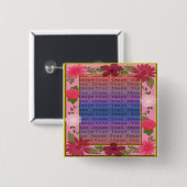 Roze Bloemen Aangepaste vierkante knop Button 5,1 Cm (Voorkant /achterkant)