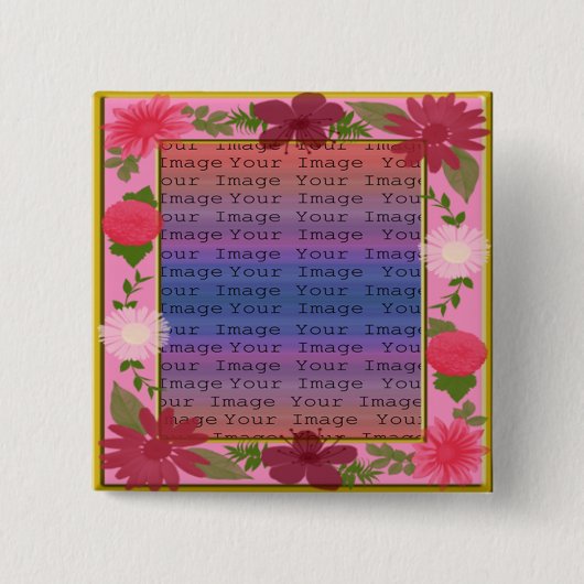 Roze Bloemen Aangepaste vierkante knop Button 5,1 Cm (Voorkant)