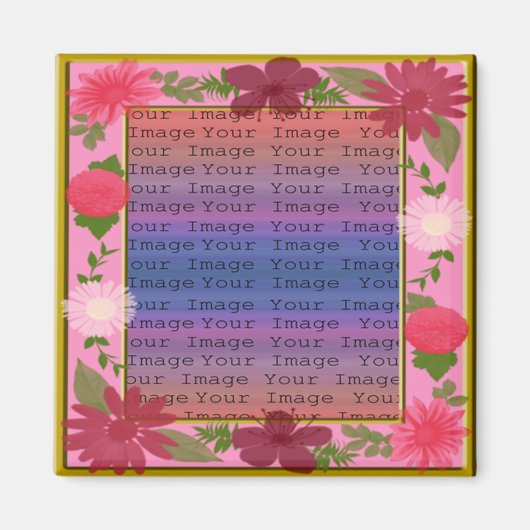 Roze Bloemen Aangepaste Vierkante Magneet (Voorkant)