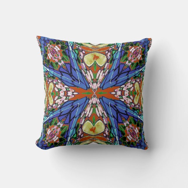 Roze bloemen Abstract Amerikaanse MoJo Pillow Kussen (Voorkant)