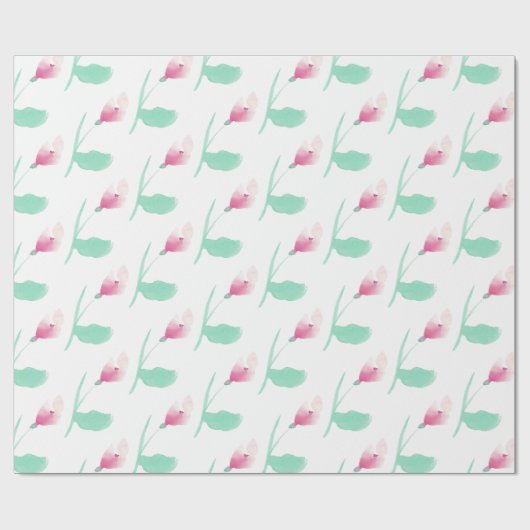 Roze Bloemen  Abstract Cadeaupapier (Vlak)