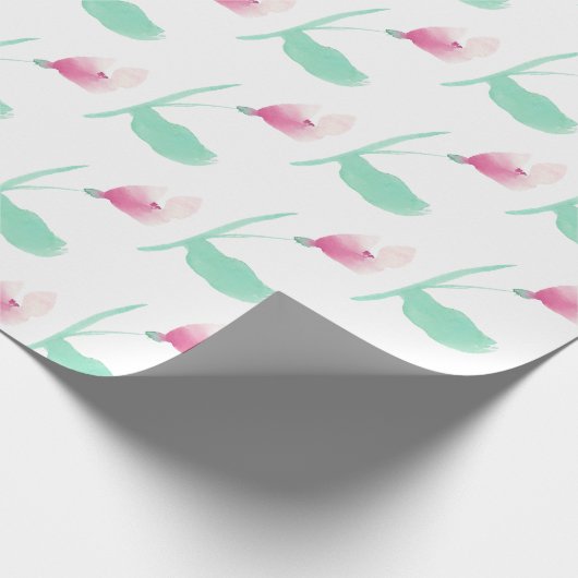 Roze Bloemen Abstract Cadeaupapier (Hoek)