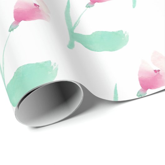 Roze Bloemen  Abstract Cadeaupapier (Rol Hoek)