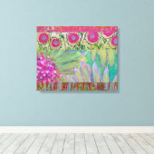 Roze bloemen Abstract Canvas Afdruk (Insitu (Houten vloer))