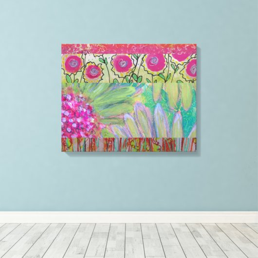 Roze bloemen Abstract Canvas Afdruk (Insitu (Houten vloer))