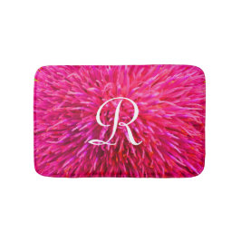 Roze Bloemen Abstract Monogrammed Plush Bath Mat