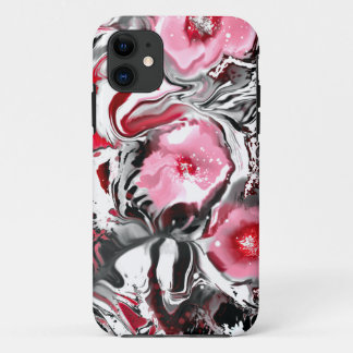 Roze bloemen Abstract schilderen Case-Mate iPhone Case