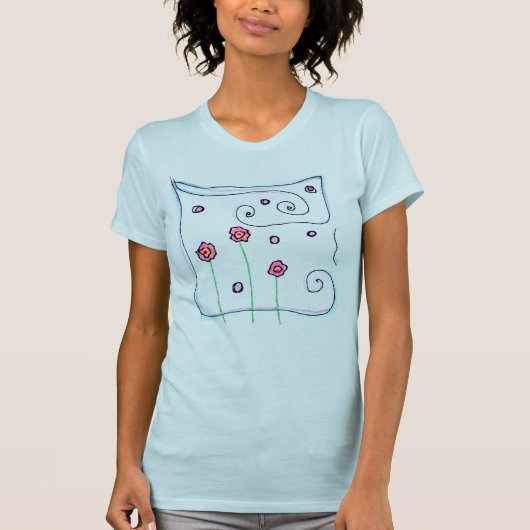 Roze bloemen Abstracte oorbare kunst T-shirt (Voorkant)