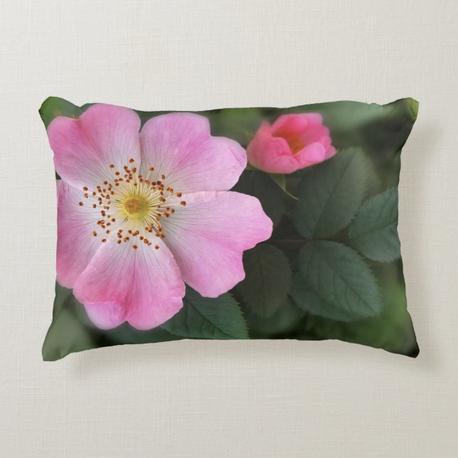 roze bloemen accent kussen (Voorkant)